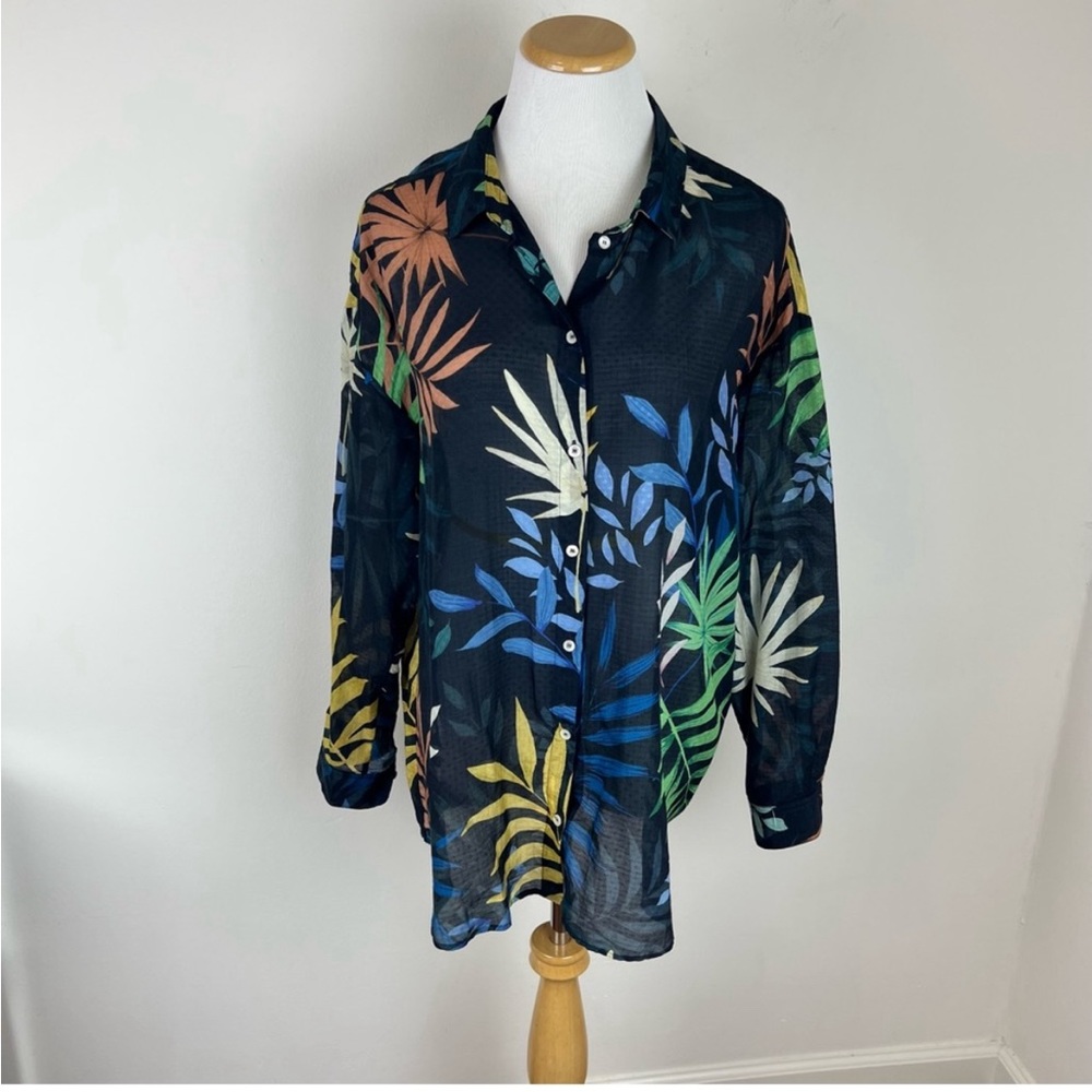 Sezane Printed Button Down Top Silk Cotton Size EU 40 US 8